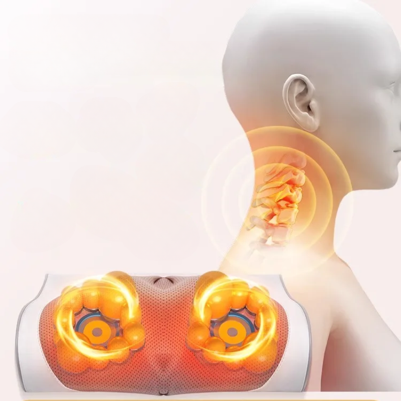 PU Leather Ergonomic Heated Massage Pillow