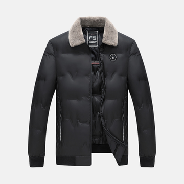 Men’s Bomber Jacket - Padded - Faux Fur Collar - Ribbed Trim