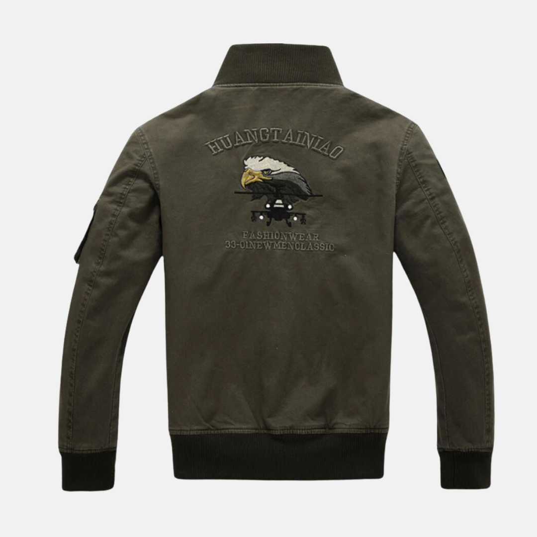 Men’s Bomber Jacket – Slim Fit – Military Style – Plush Lining – Embroidered Patches