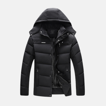 Men’s Padded Coat – Fleece Lined Hood – Quilted Design – Zipper and Snap Closure