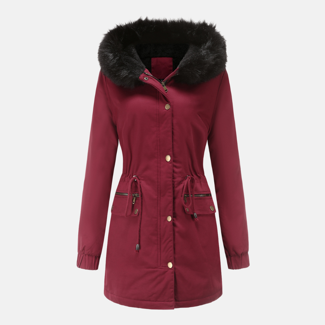Women’s Parka Jacket – Longline Fit – Faux Fur Hood – Weather Resistant – Zip Pockets