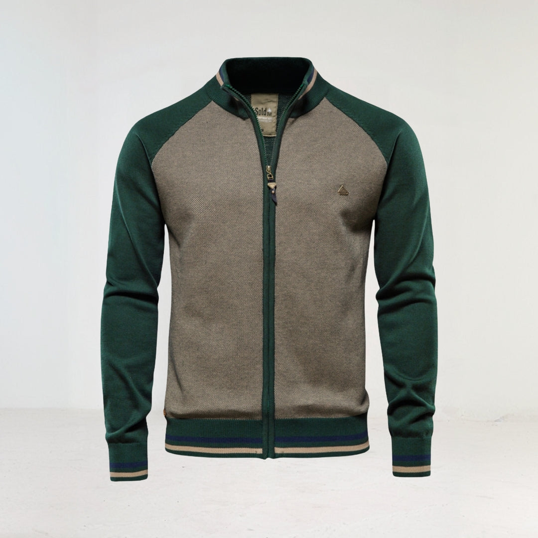 Full-zip color-block jacket for men