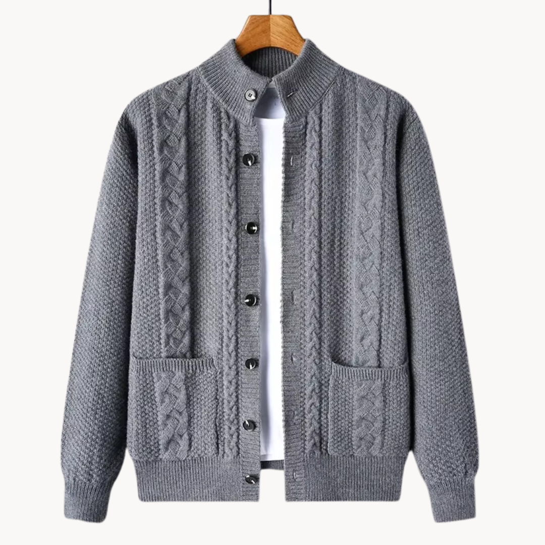 Button down ribbed cardigan for men