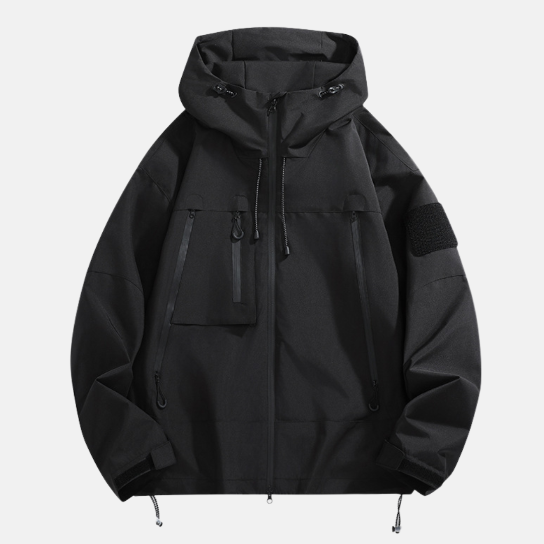 Men’s Waterproof Jacket – Relaxed Fit – Adjustable Hood – Zippered Pockets – Outdoor Wear