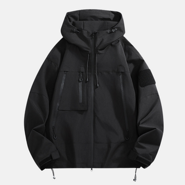 Men’s Waterproof Jacket – Relaxed Fit – Adjustable Hood – Zippered Pockets – Outdoor Wear