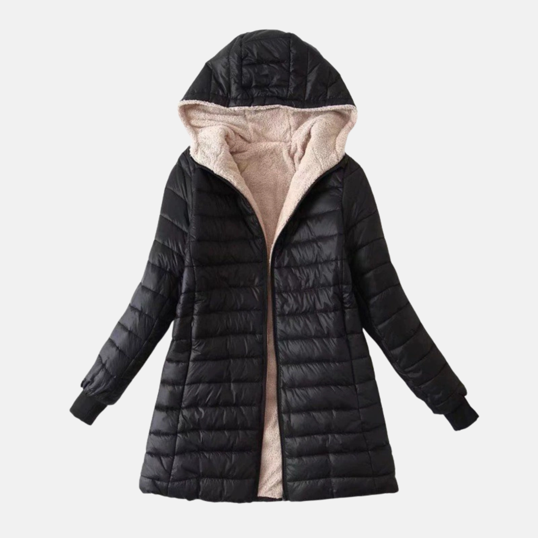 Women’s Puffer Coat – Quilted Warm Design – Plush Lined – Hooded Mid-Length Fit