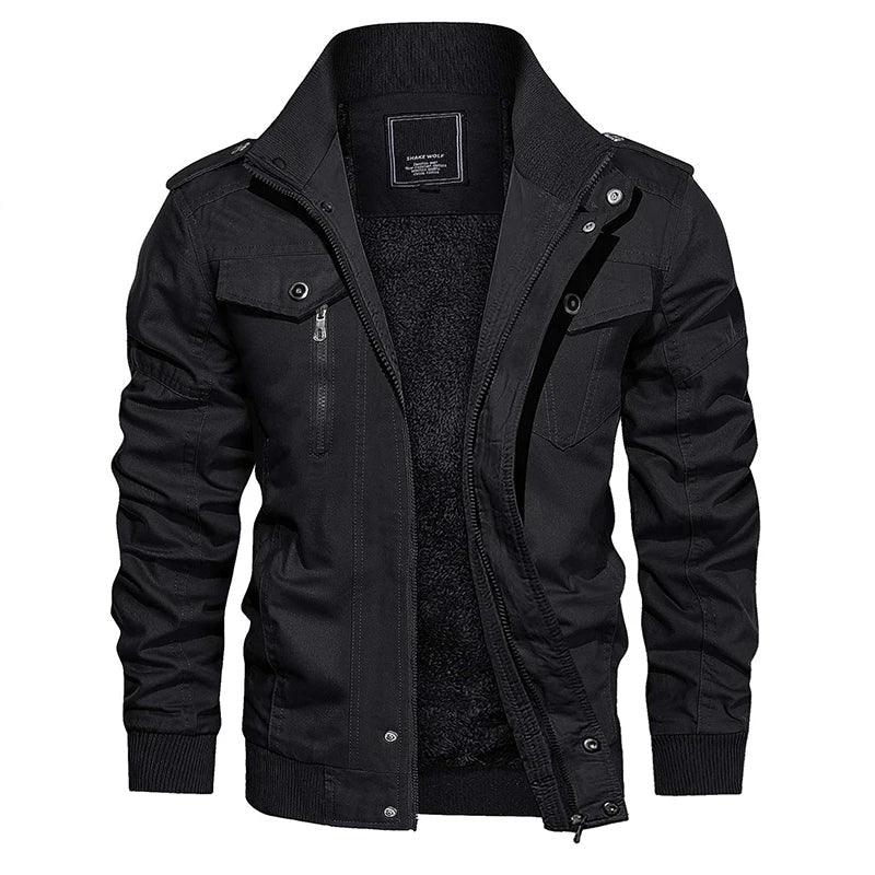 Full zip winter bomber jacket for men