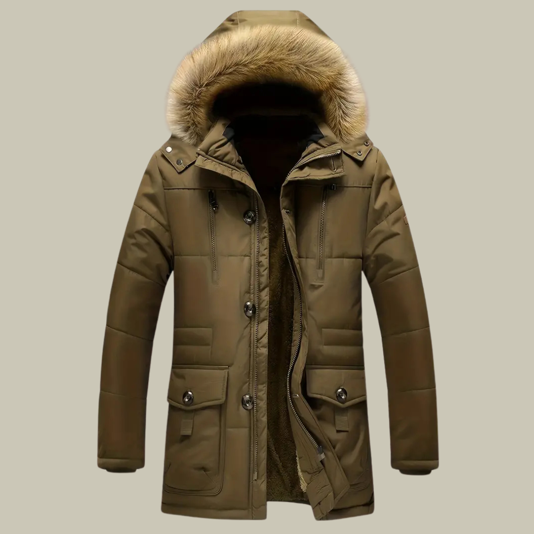 Fur hoodie winter parka jacket for men