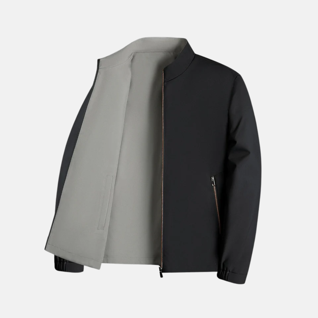 Men’s Bomber Jacket – Windproof – Relaxed Fit – Zipper Front – Stand Collar – Zip Pockets