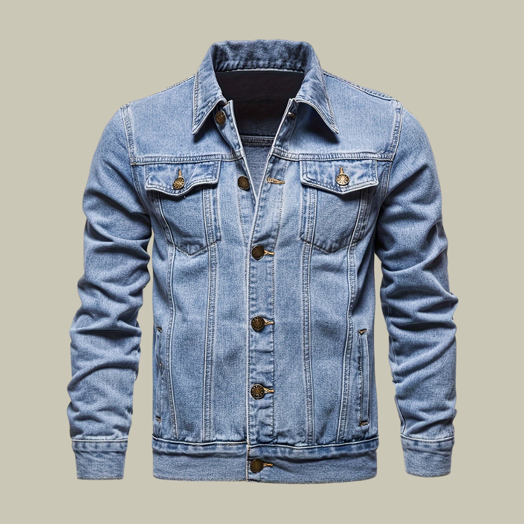 Button down denim jacket for men