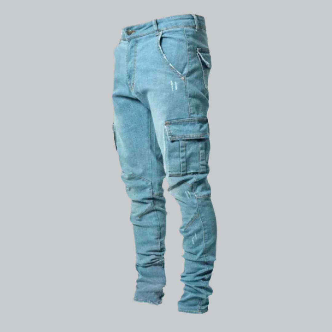 Cargo pockets denim jeans for men