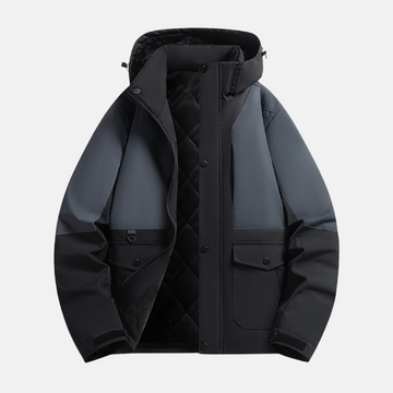 Men’s Hooded Jacket – Wind and Water Resistant – Quilted Lining – Relaxed Fit – Adjustable Cuffs