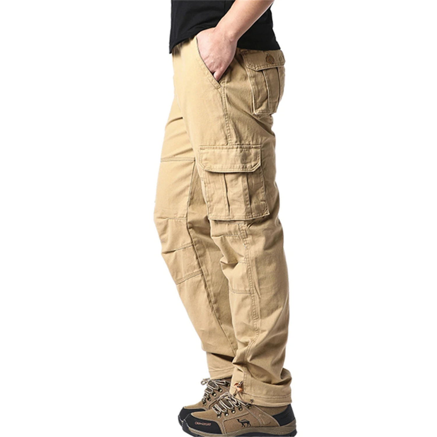 Stretch waist tactical cargo trousers mens