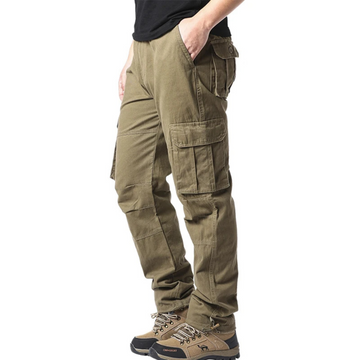 Elasticated waist large pocket cargo trousers for men