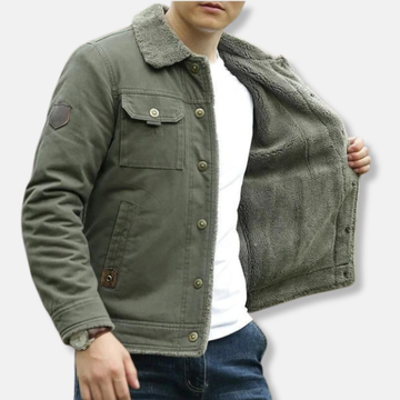 Men’s Sherpa-Lined Jacket – Regular Fit – Button Front – Cotton Blend – Casual Wear