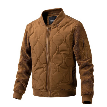 Quilted transitional jacket with sherpa sleeves for men