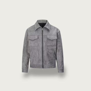 Zip-up front pockets jacket for men