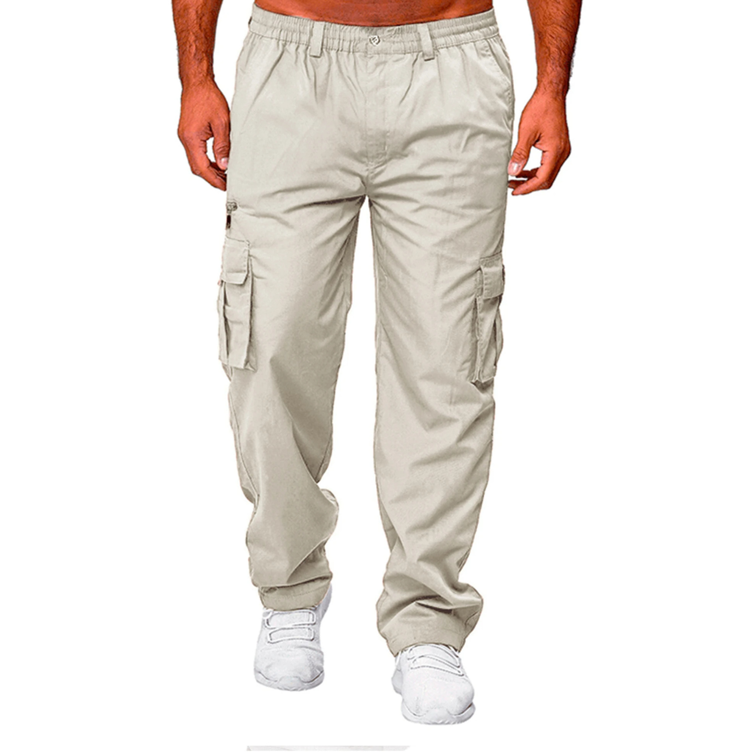 Straight multi-pocket cargo trousers for men