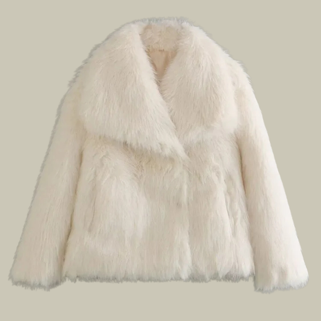 Oversized fluffy faux fur coat for women