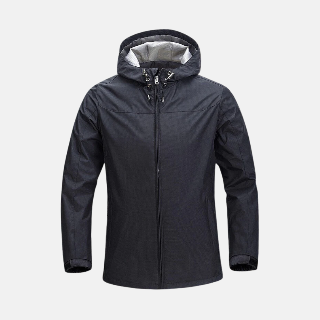 Men’s Hooded Jacket – Ripstop Fabric – Structured Fit – Two-Way Zipper – Wind Resistant