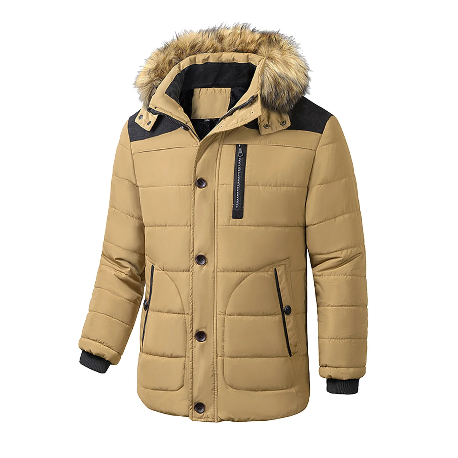 Parka winter jacket with zip fastening for men