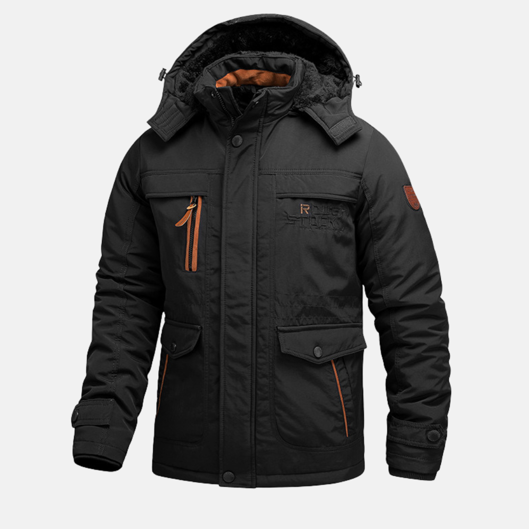 Men’s Mid-Length Coat – Relaxed Fit – Fleece Lined – Hooded – Water-Resistant