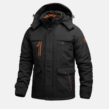 Men’s Mid-Length Coat – Relaxed Fit – Fleece Lined – Hooded – Water-Resistant