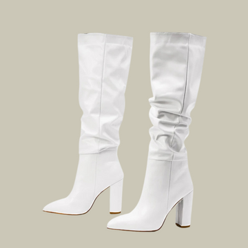 Winter leather pointed long boots for women