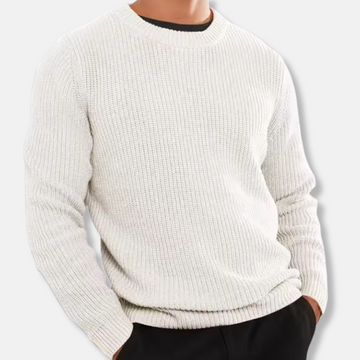Men’s Knitted Sweater – Regular Fit – Wool Blend – O-Neck Ribbed Casual Pullover