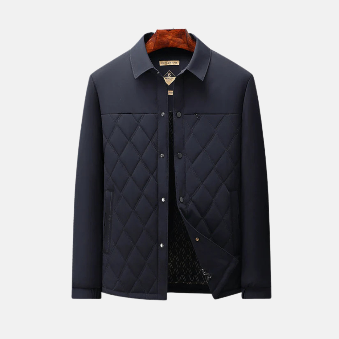 Men’s Padded Jacket – Quilted Texture – Regular Fit – Shirt Collar – Button Front