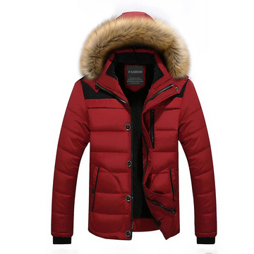 Parka jacket with detachable hood for men