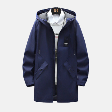 Men’s Hooded Jacket – Fleece Lined – Windproof Mid-Length – Casual Outerwear