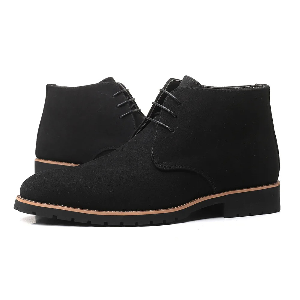 Stylish suede lace-up durable ankle boots for men