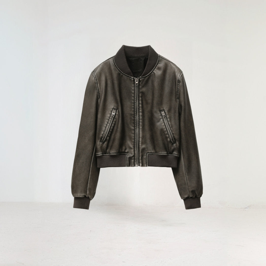 Cropped pilot bomber jacket for women