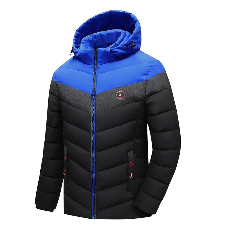 Comfy quilted winter hooded jacket for men