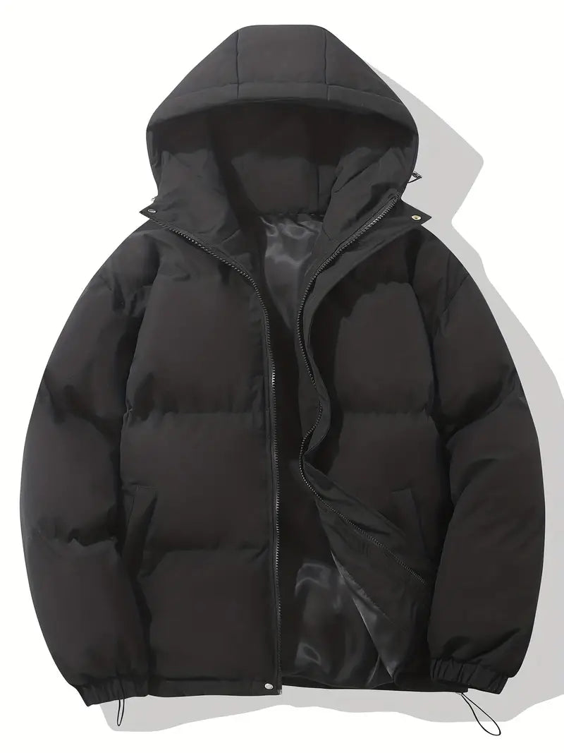 Quilted puffer hoodie jacket for men