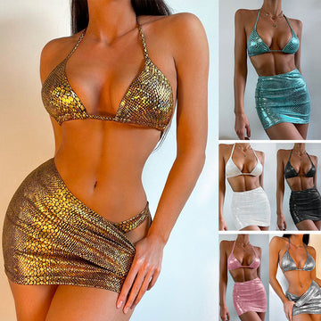 Snake print swimsuit set for women