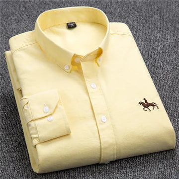Men’s Button-Up Shirt – Classic Fit – Button-Down Collar – Embroidered Logo
