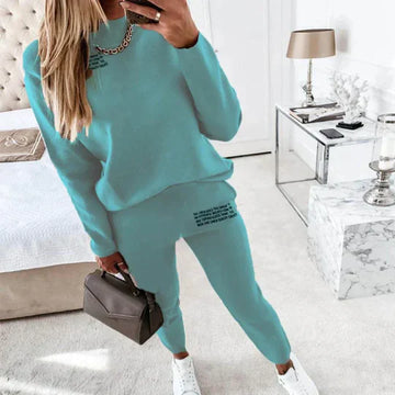 Women’s Lounge Tracksuit – Cotton Blend – Relaxed Fit – Crewneck & Tapered Joggers