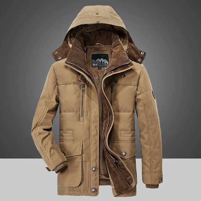 Thick winter hooded jacket for men