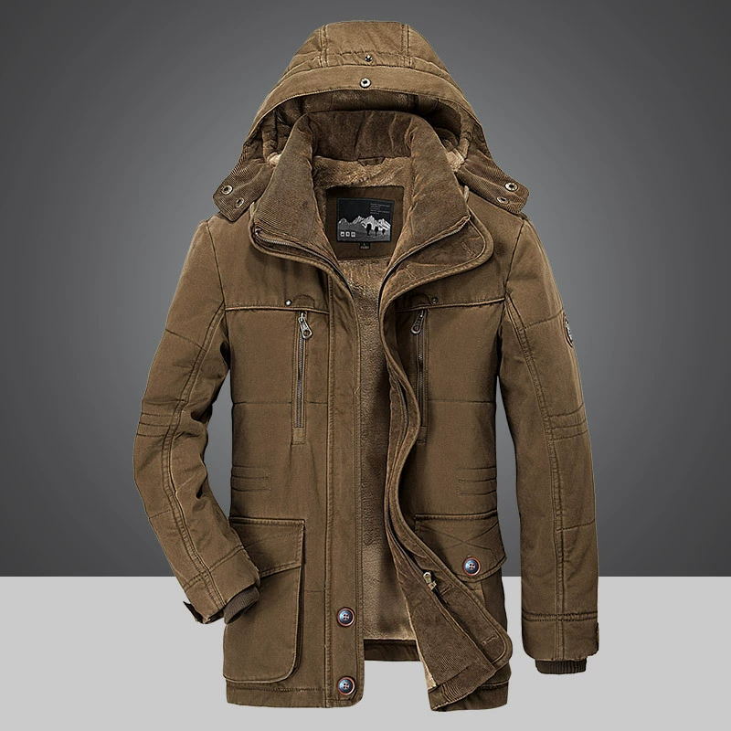 Thick winter hooded jacket for men