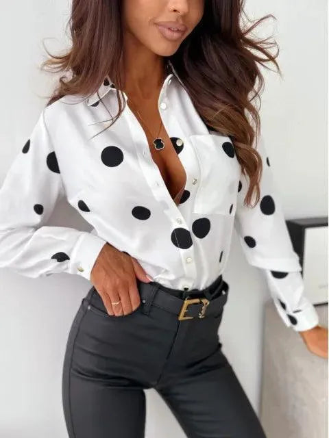 Breathable polka dot blouse for women