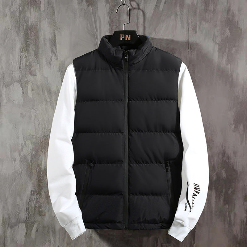 Men’s Quilted Vest – Regular Fit – High Collar – Padded – Wind Resistant – Zip Pockets