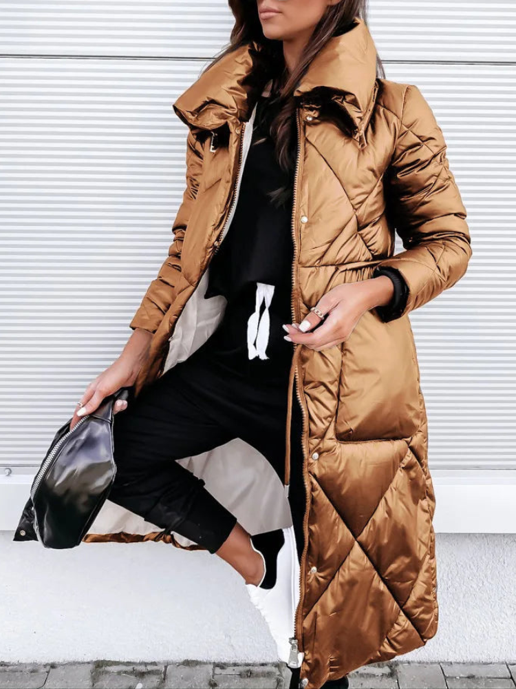 Thick padded long jacket coat for women