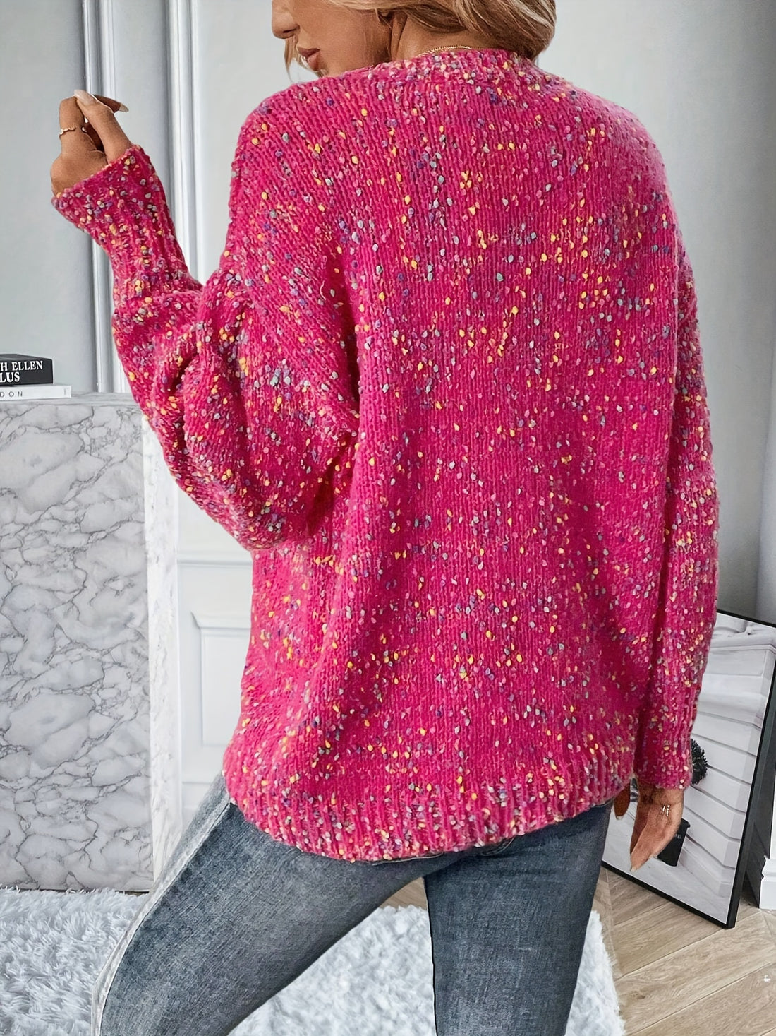 Vibrant color crew neck sweater for women