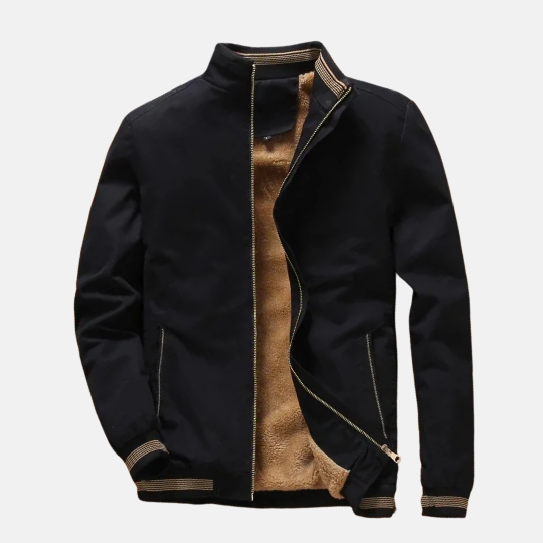 Men’s Pilot Jacket – Fleece Lined – Zipper Front – Ribbed Trim – Casual Fit