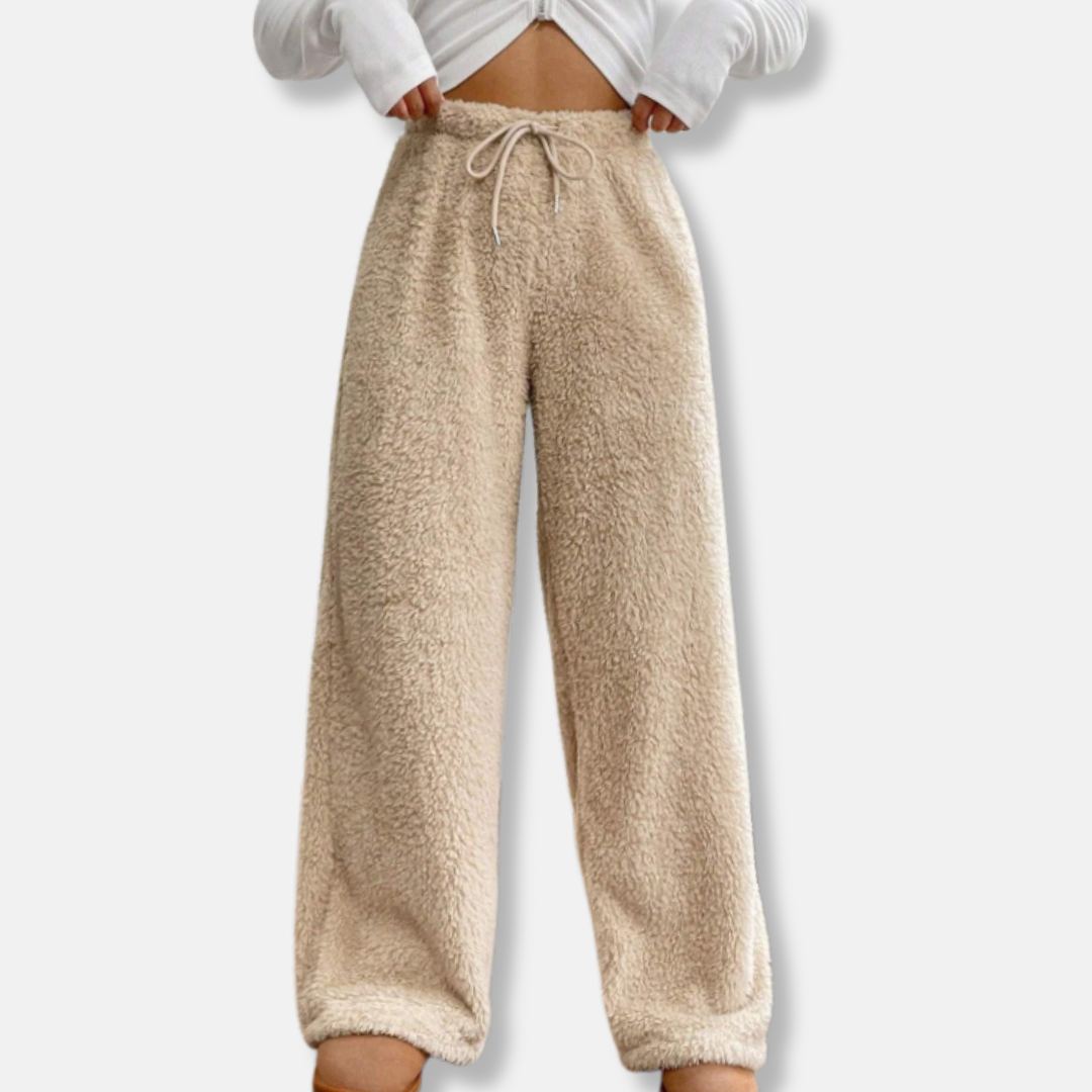 Women’s Lounge Pants – Plush Fleece – Loose Fit – Drawstring Waist – Full Length