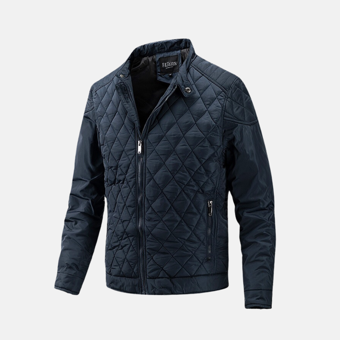 Men’s Quilted Coat – Insulated – Regular Fit – Stand Collar – Zipper Pockets