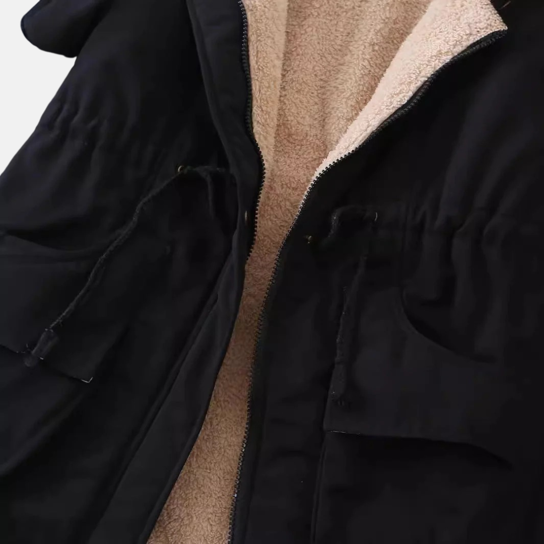 Women’s Parka Jacket – Hooded – Plush Lined – Mid-Thigh – Drawstring Waist – Loose Fit