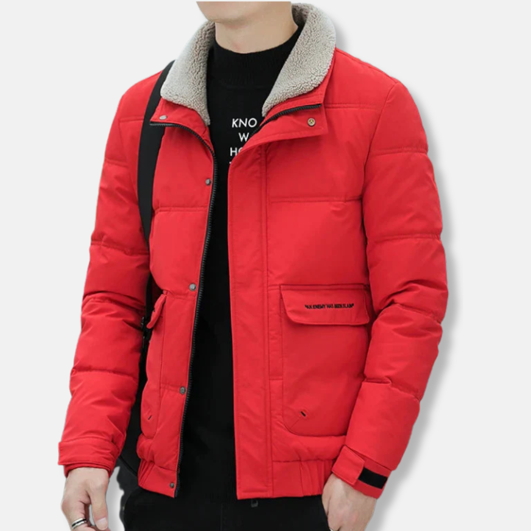 Men’s Padded Jacket – Quilted Weather-Resistant – Regular Fit – High Collar – Hip Length
